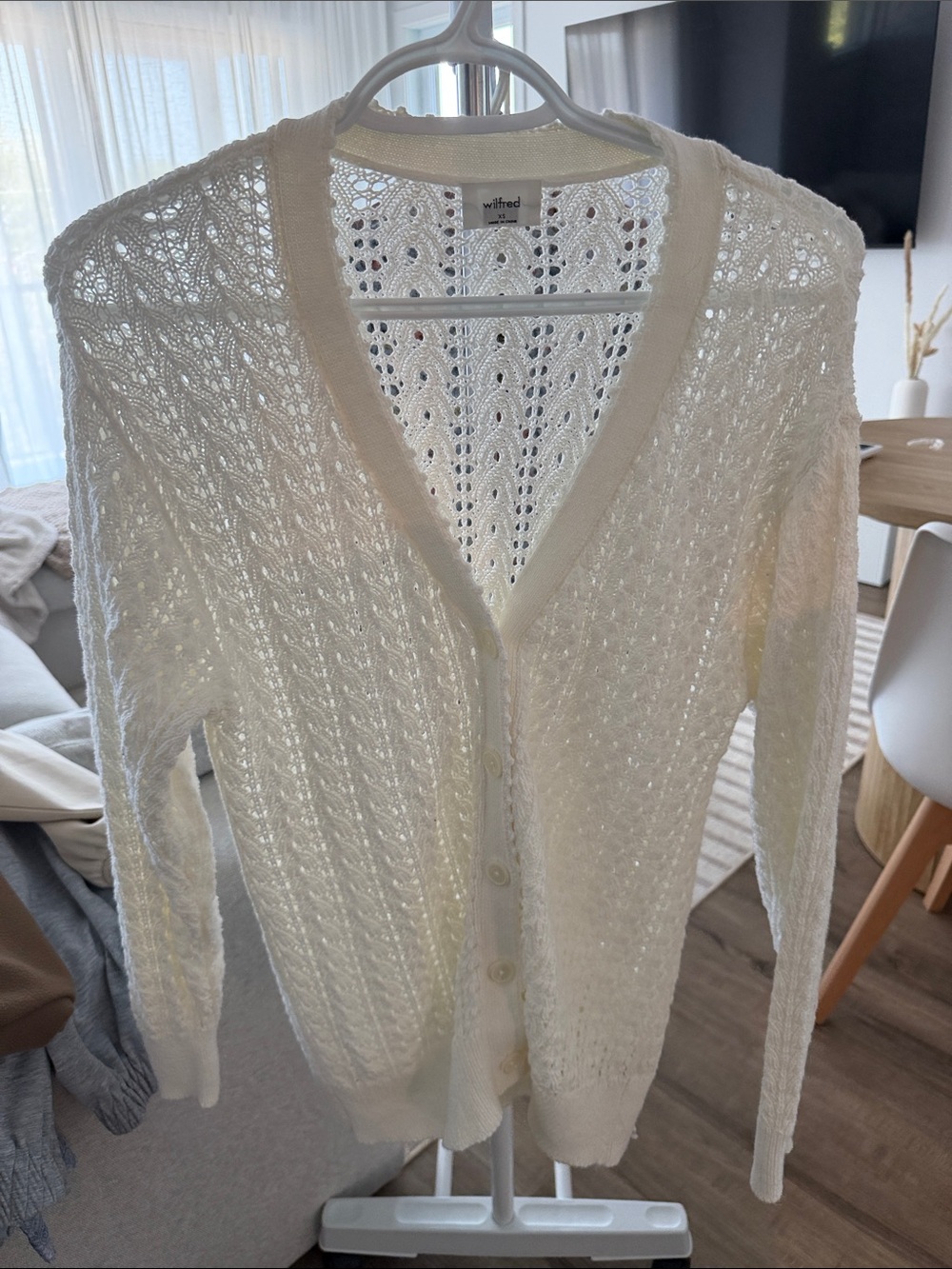 Wilfred Cream Openwork V-Neck Button Cardigan